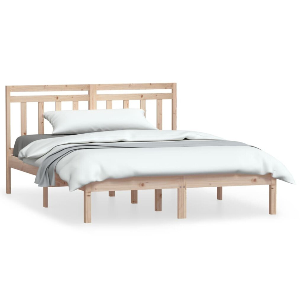 Vidaxl (Brown, 150 X 200 Cm) Bed Frame Bed Base Bedstead Bedroom Mattress Foundation Solid Wood Pine