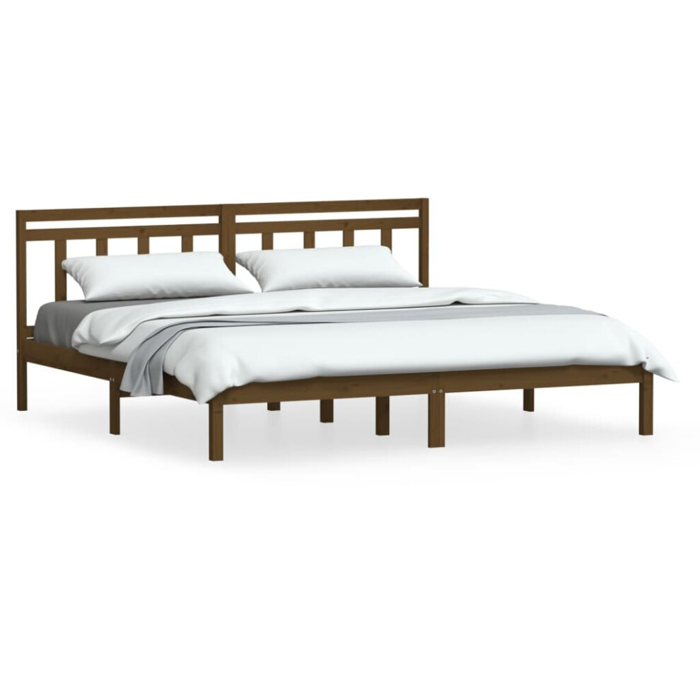 Vidaxl (Honey Brown, 200 X 200 Cm) Bed Frame Bed Base Bedstead Bedroom Mattress Foundation Solid Wood Pine