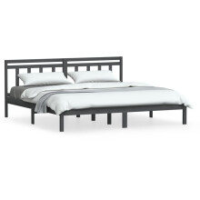 (grey, 200 x 200 cm) vidaXL Bed Frame Bed Base Bedstead Bedroom Mattress Foundation Solid Wood Pine