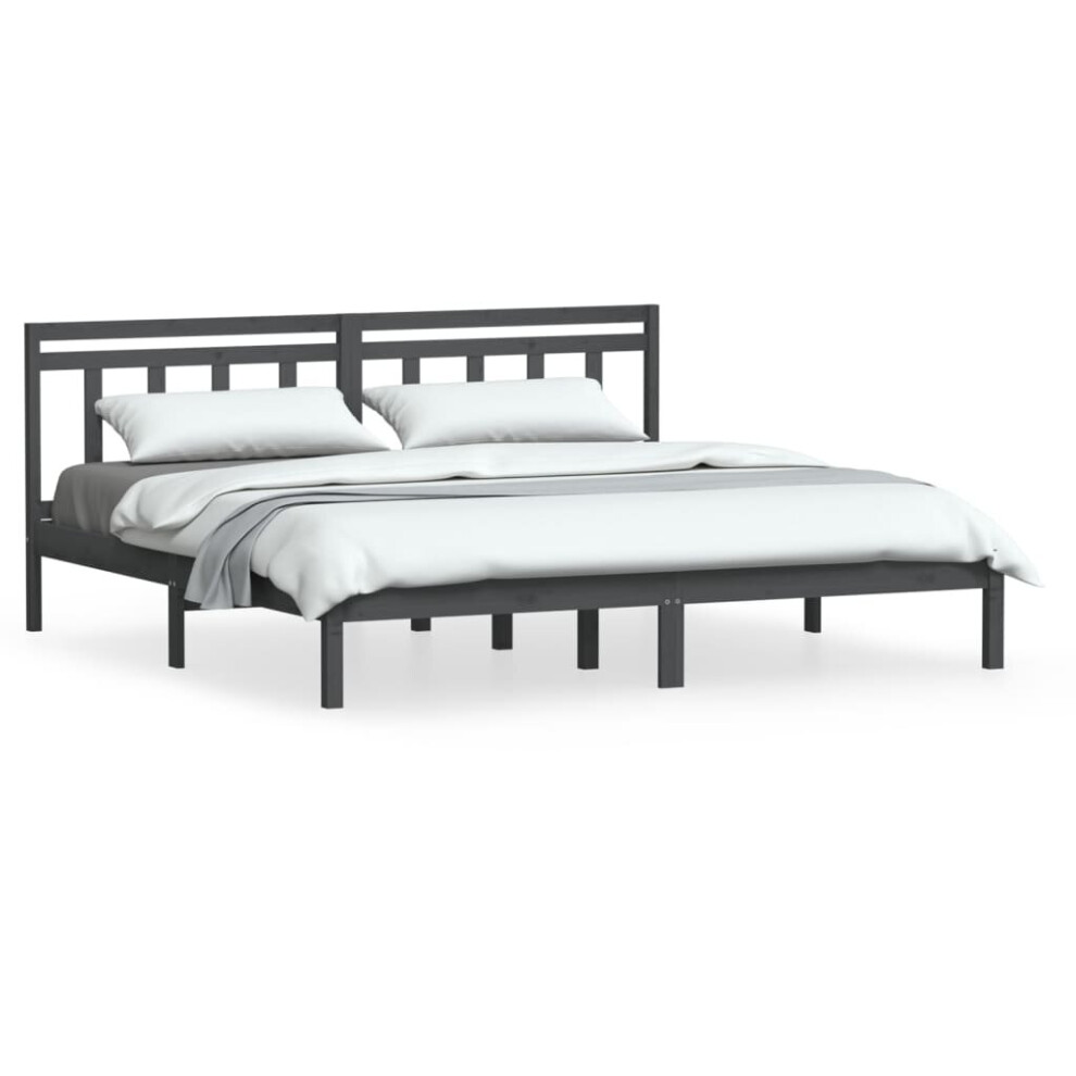 Vidaxl (Grey, 200 X 200 Cm) Bed Frame Bed Base Bedstead Bedroom Mattress Foundation Solid Wood Pine