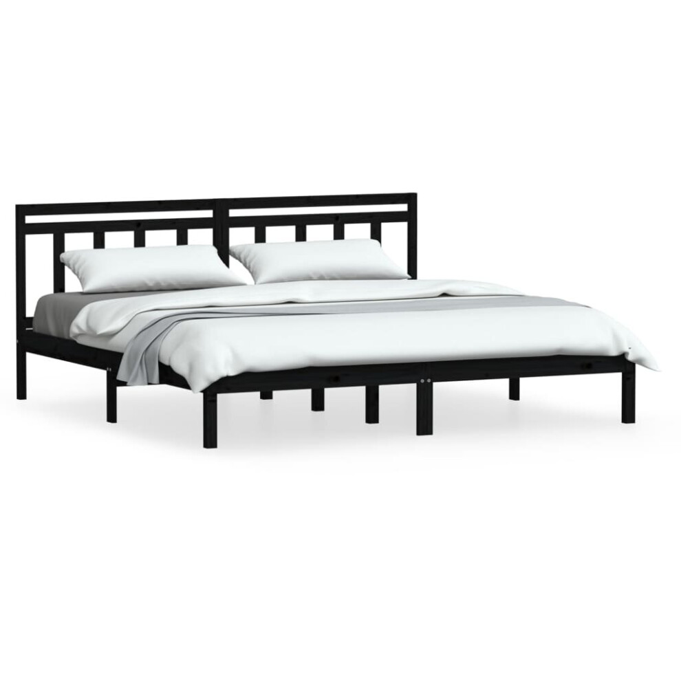 Vidaxl (Black, 200 X 200 Cm) Bed Frame Bed Base Bedstead Bedroom Mattress Foundation Solid Wood Pine