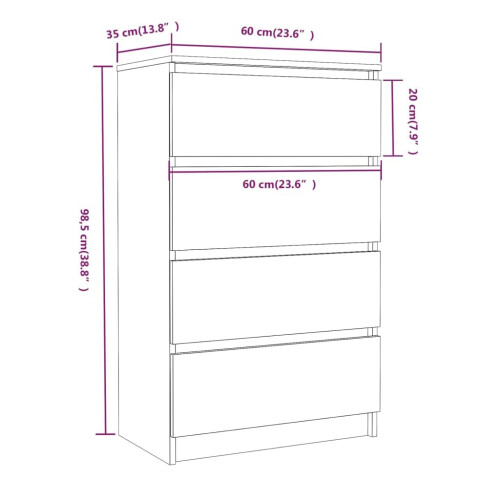 VidaXL (grey sonoma) vidaXL Sideboard Engineered Wood Storage Drawer Side Cabinet Multi Colours 1