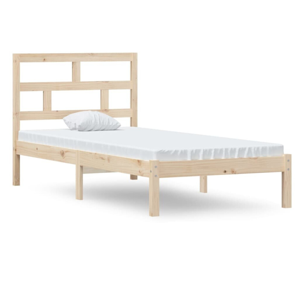 Vidaxl (Brown, 90 X 190 Cm) Bed Frame Bed Base Bedstead Bedroom Mattress Foundation Solid Wood Pine