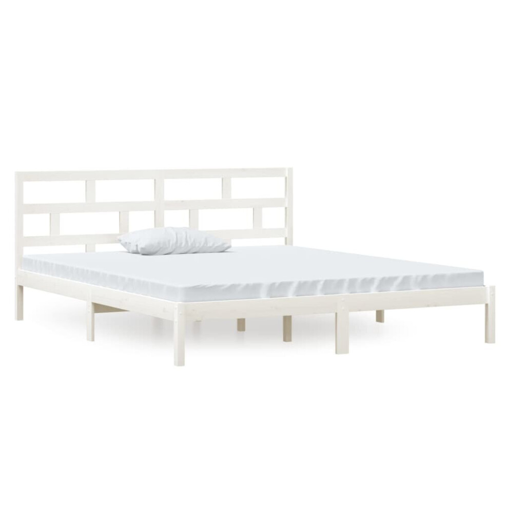 (white, 135 x 190 cm) vidaXL Bed Frame Bed Base Bedstead Bedroom Mattress Foundation Solid Wood Pine