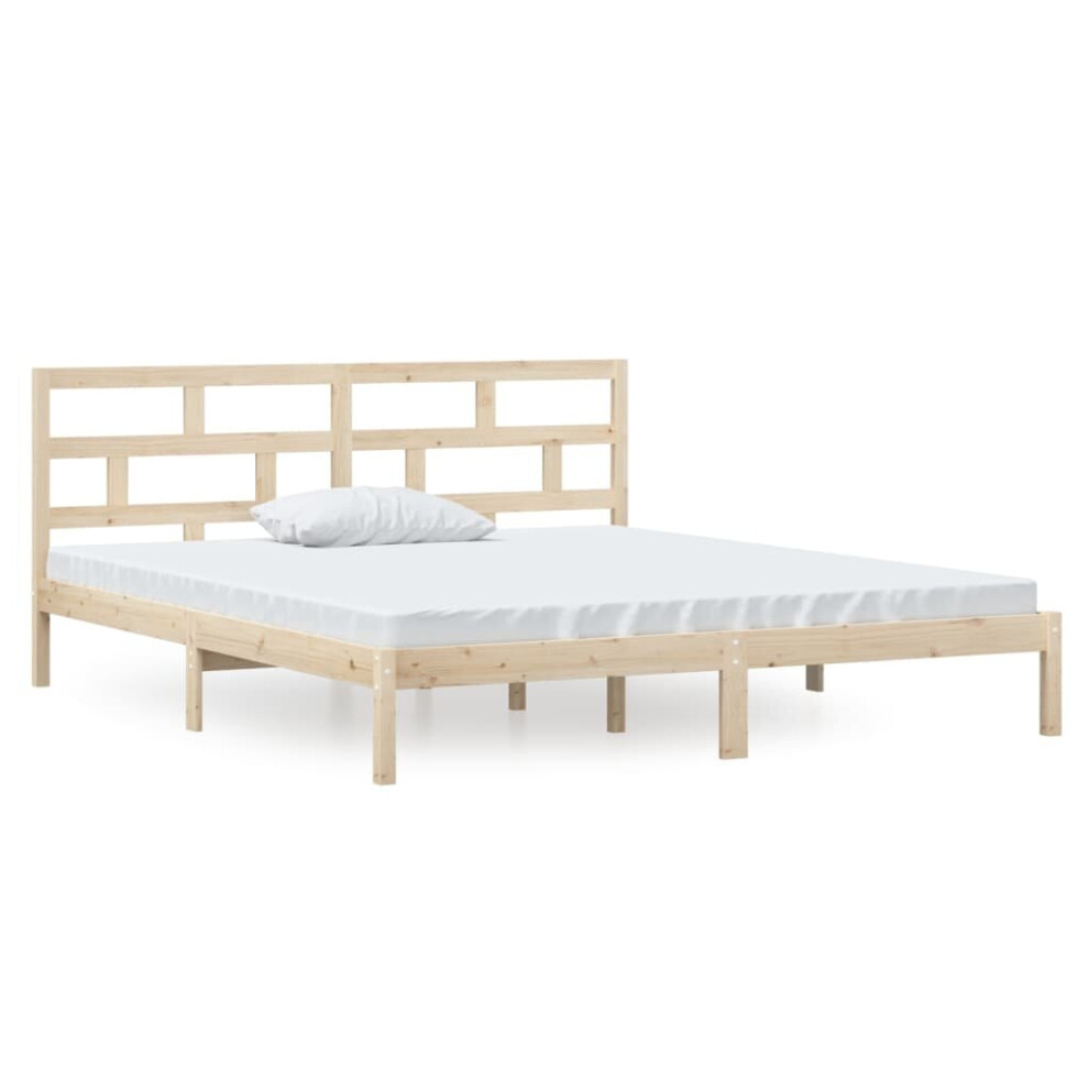 Vidaxl (Brown, 135 X 190 Cm) Bed Frame Bed Base Bedstead Bedroom Mattress Foundation Solid Wood Pine
