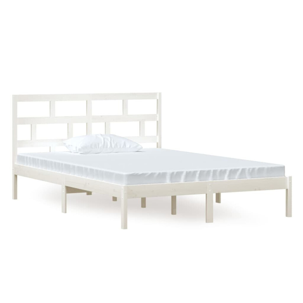 Vidaxl (White, 140 X 200 Cm) Bed Frame Bed Base Bedstead Bedroom Mattress Foundation Solid Wood Pine
