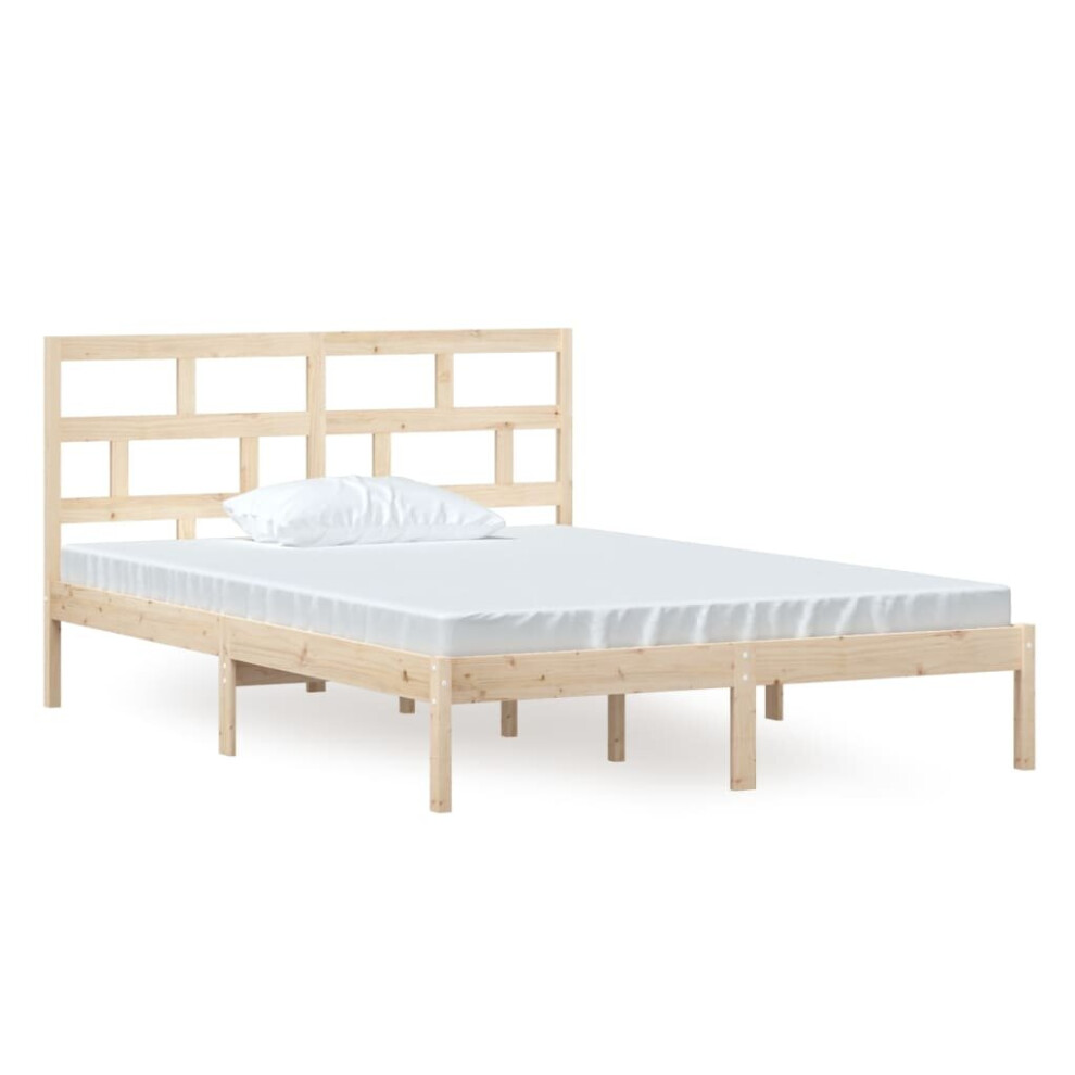 Vidaxl (, 140 X 200 Cm) Bed Frame Bed Base Bedstead Bedroom Mattress Foundation Solid Wood Pine Brown