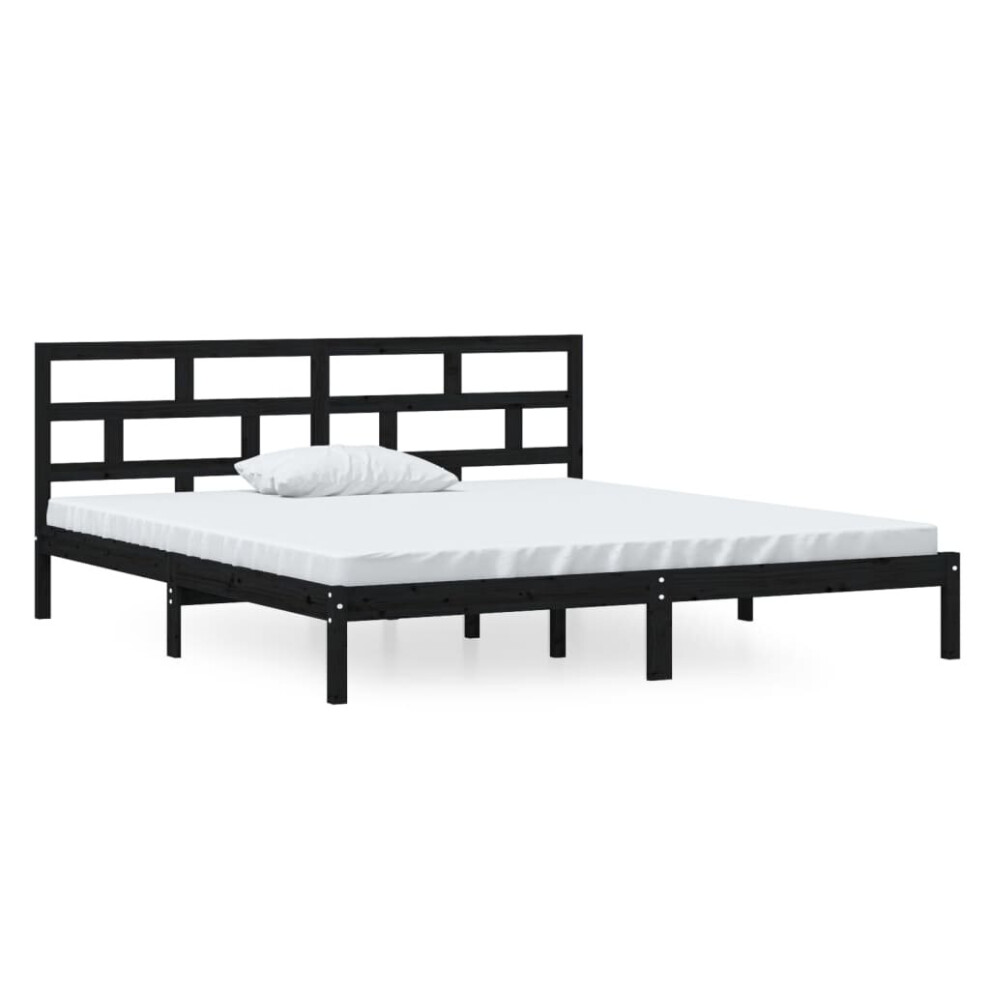 Vidaxl (Black, 140 X 190 Cm) Bed Frame Bed Base Bedstead Bedroom Mattress Foundation Solid Wood Pine