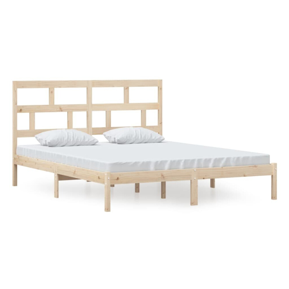 Vidaxl (Brown, 160 X 200 Cm) Bed Frame Bed Base Bedstead Bedroom Mattress Foundation Solid Wood Pine