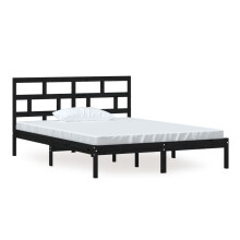 (black, 150 x 200 cm) vidaXL Bed Frame Bed Base Bedstead Bedroom Mattress Foundation Solid Wood Pine