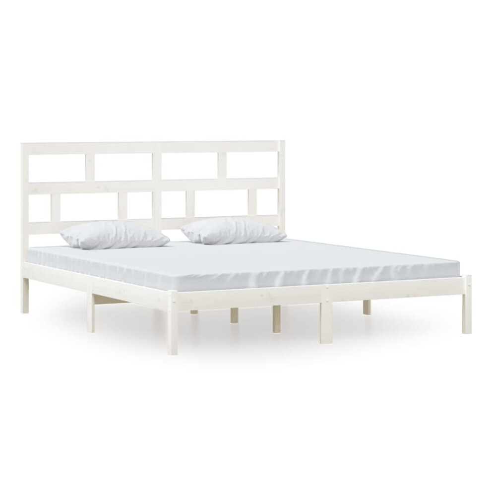 Vidaxl (White, 180 X 200 Cm) Bed Frame Bed Base Bedstead Bedroom Mattress Foundation Solid Wood Pine