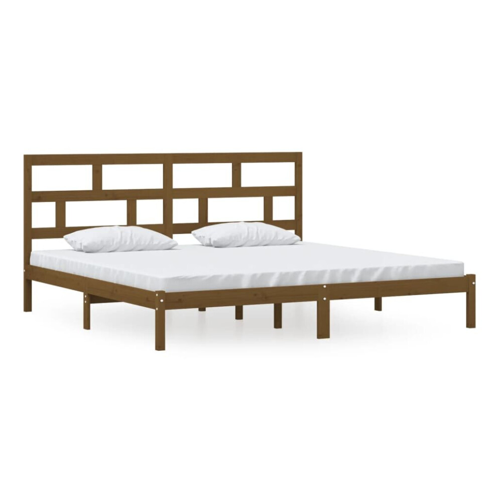 Vidaxl (Honey Brown, 200 X 200 Cm) Bed Frame Bed Base Bedstead Bedroom Mattress Foundation Solid Wood Pine