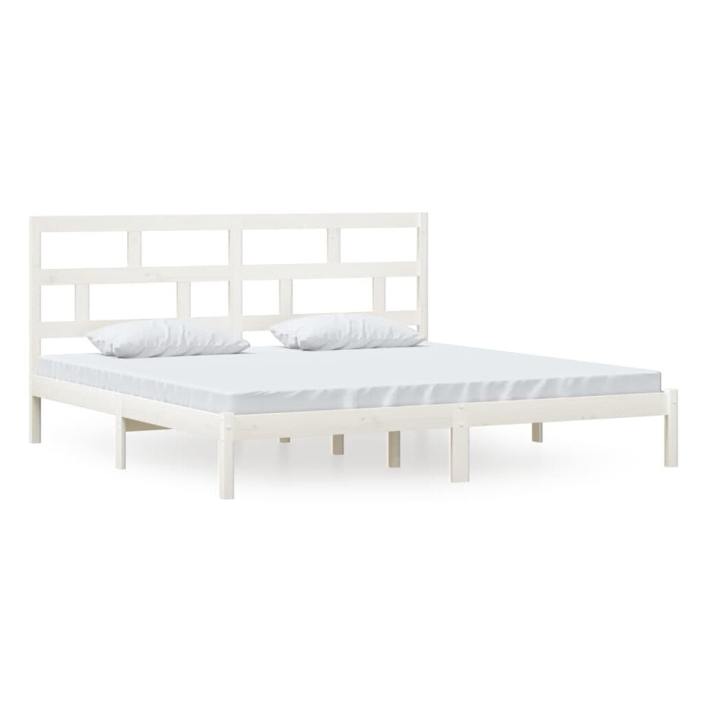 Vidaxl (White, 200 X 200 Cm) Bed Frame Bed Base Bedstead Bedroom Mattress Foundation Solid Wood Pine
