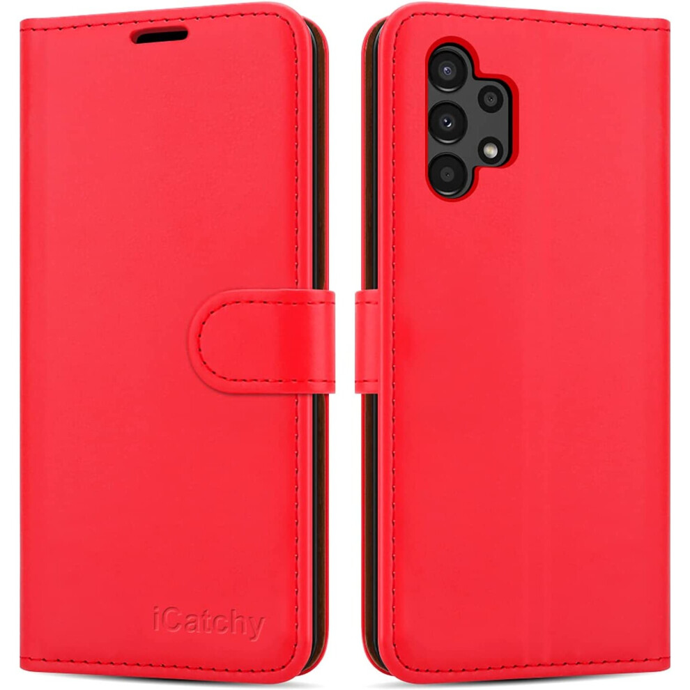 (Red) Samsung Galaxy A13 4G Phone Wallet Leather Case Red 5056298011070