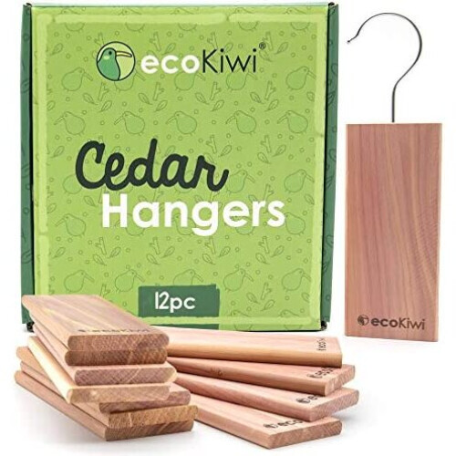 ecoKiwi Moth Repellent for Wardrobes Cedar Hangers 12 Pack Natural & Sustainable Moth Killer