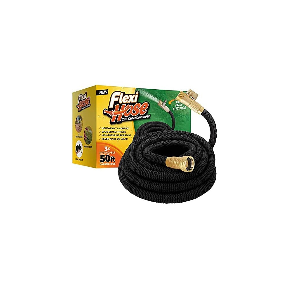 Flexi Hose Lightweight Expandable Garden Hose - Ultimate No-Kink Flexibility - Extra Strength with 2 cm Solid Brass Fittings & Double Latex Core -