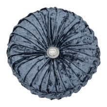 (Dark Grey) Round Cushion Crushed Velvet Diamante Chic Filled