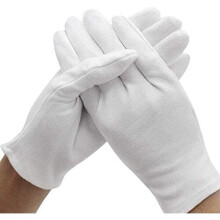 VOARGE 10 Pairs White Cotton Gloves, Size XL, White, Care Cotton Gloves, Comfortable and Breathable, for Dry Hands, Eczema, Beauty, Coin, Jewellery