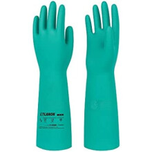 LANON Nitril Kemikaliebeständiga Handskar, Återanvändbara Tunga Arbetshandskar, Skydd mot Syra, Alkali och Olja, 18" Längd, XL