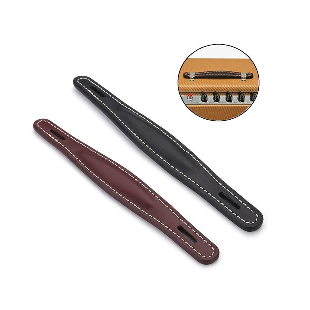 (Brown) Brown Black Leather Amplifier Handle Raised Center for Fender Amp