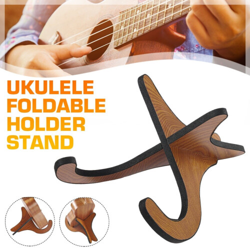 (Red) Portable Ukulele Wooden Foldable Holder 2