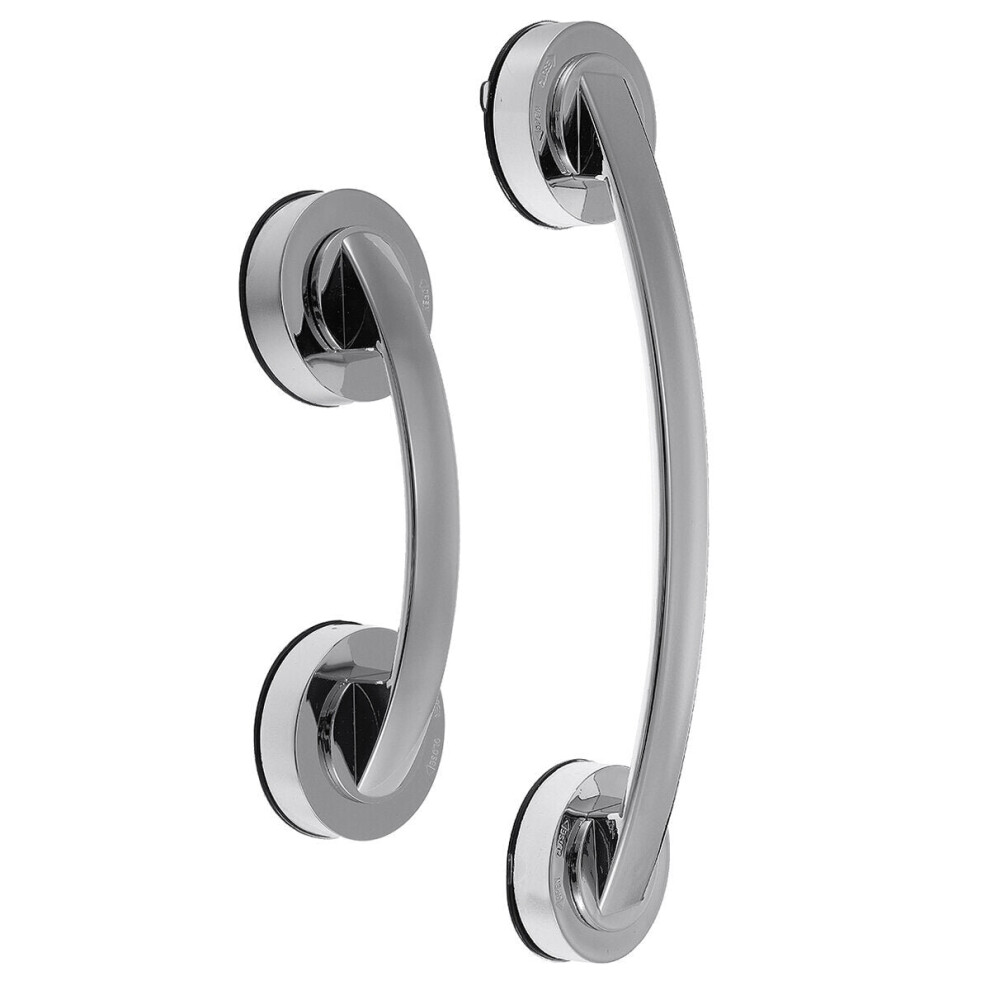 (Silver, L) Bath Safety Handle Suction Cup Grip Shower Tub Grab Bar Handle Support Rail