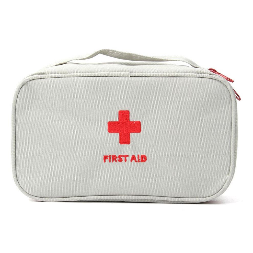 (White) Portable First Aid Empty Kit Pouch Tote Small Responder Storage Bags Compact Emergency Survival Medicine Bag