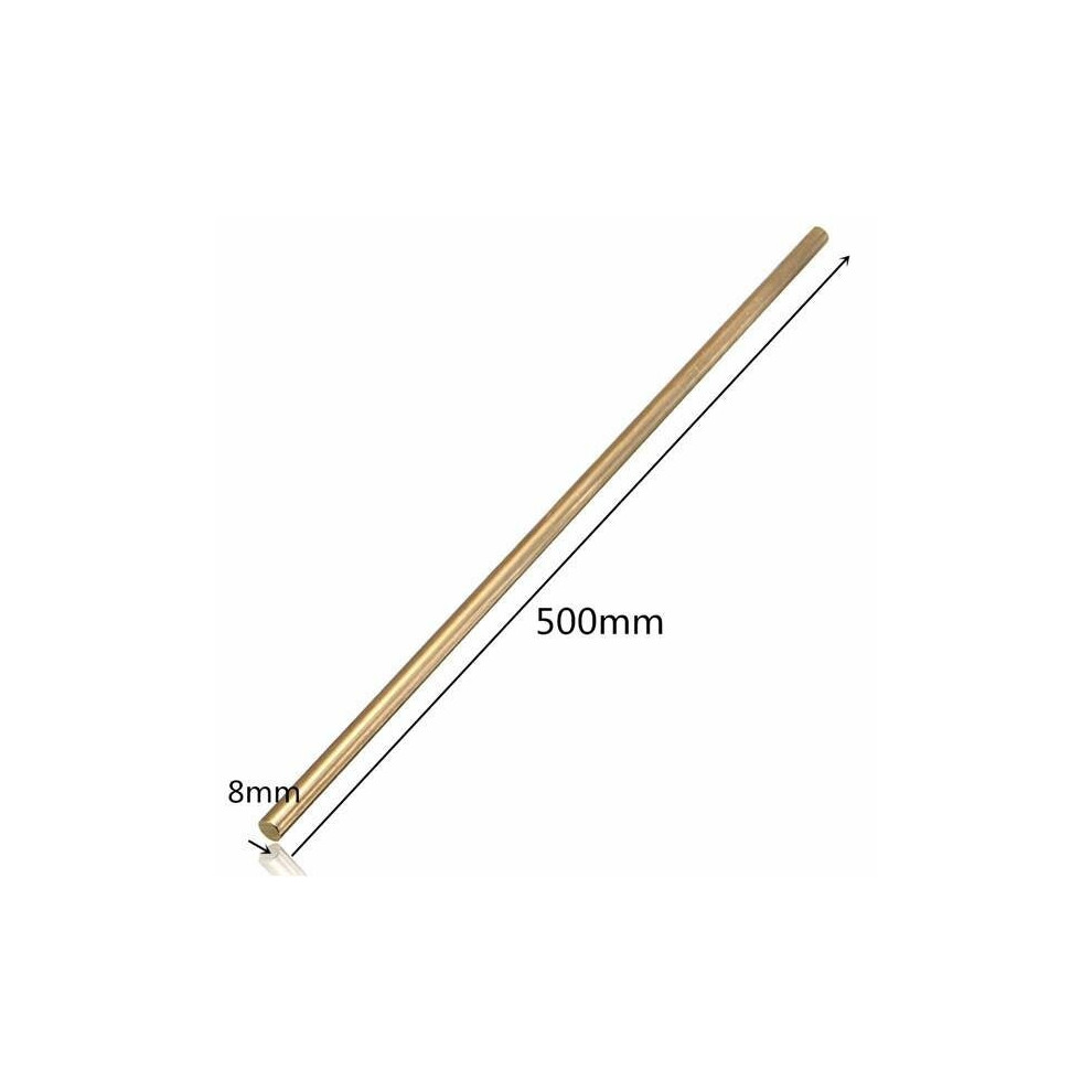 (500mm) 8mm Diameter 100/200/330/500mm Brass Round Bar Rod Circular Tube