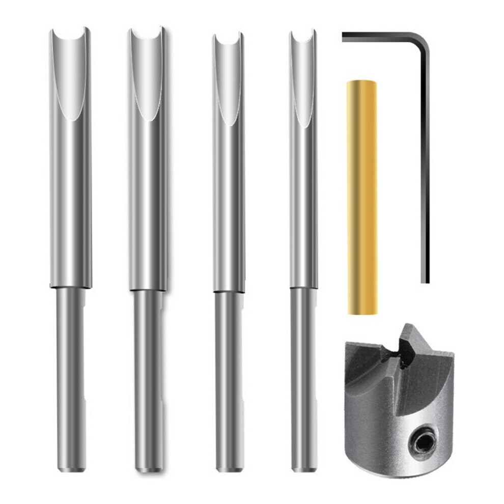 6pcs 4 Flute Pen Barrel Mill Trimmer Set Woodworking Pen Barrel Trimming System with Cutting Head Sleeve