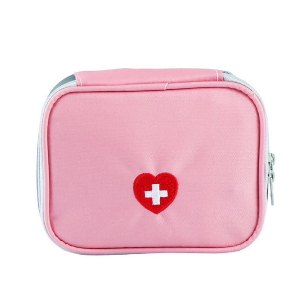 (Pink) Portable First Aid Empty Kit Pouch Tote Small Responder Storage Bags Compact Emergency Survival Medicine Bag