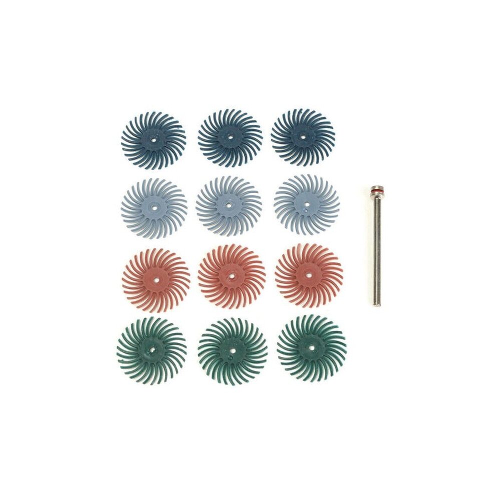 12pcs 1/8 Inch Shank Bristle Brushes 80/120/220/400 Grit Disc Brushes