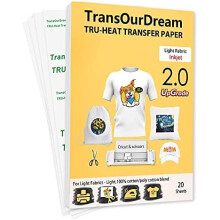 TransOurDream Tru-Transfer Paper 20 Sheets A4 Inkjet Heat Transfer Paper for Light Fabric Upgraded 2.0 Iron On Transfer Paper for White T-Shirts