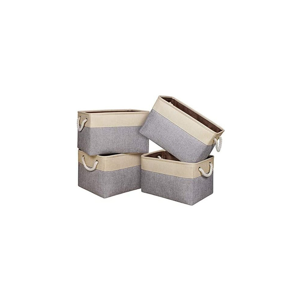 Univivi Large Storage Baskets Set of 4, Storage Baskets for Shelves with Cotton Rope Handles, Foldable Fabric Storage Boxes for Toys, Clothes, Office