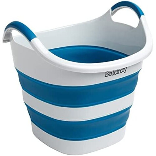 Beldray Beldray LA073853EU7 35L Collapsible Laundry Basket, Square Foldable Clothes Hamper, Space Saving Storage Bin, Compact Design, Rubber-Grip Carry