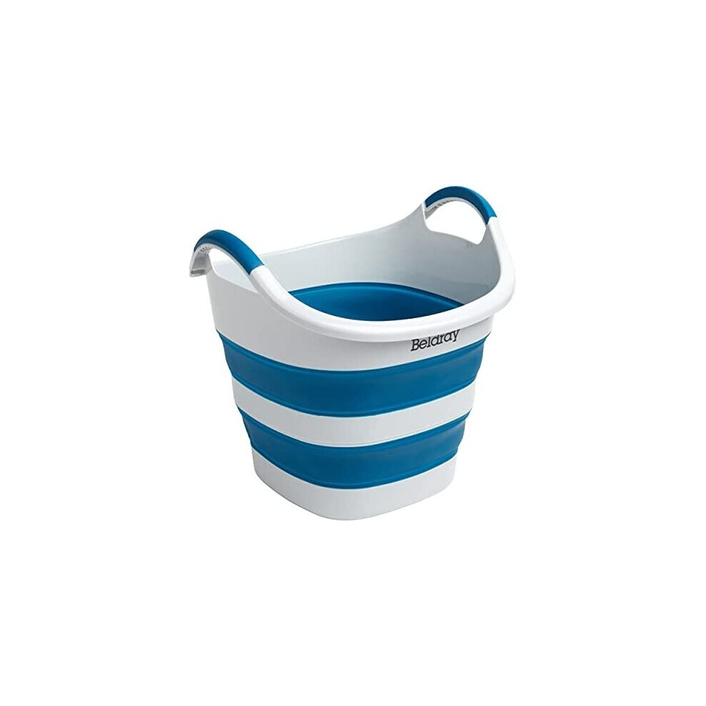 Beldray LA073853EU7 35L Collapsible Laundry Basket, Square Foldable Clothes Hamper, Space Saving Storage Bin, Compact Design, Rubber-Grip Carry