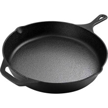 KICHLY Pre-Seasoned Cast Iron Skillet - 12.5 inch (31.75 cm) - Frying Pan, Steak Pan, Grill Frying Pan - Indoor/Outdoor Cookware - Black