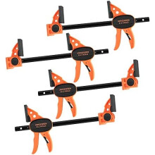 Jorgensen 99216A 6-Inch/150mm Clamps Woodworking 4 Pack, Splicable to 16? Ratchet Bar Clamps, Quick Release Clamps Set, 11-Inch/290mm Spreader Clamps,