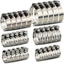 InduSKY 30Pcs Hose Clips Adjustable 6-51mm Range 304 Stainless Steel Worm Drive Hose Clamps Assortment Kit Fuel Line Clamp for Plumbing, Automotive