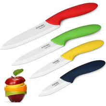 Knendet Ceramic Knife Set,4 Piece Ultra Sharp Professional Kitchen Chef Knives with Stain Resistant,Knife Set Multi-Color Handles with Sheath Covers