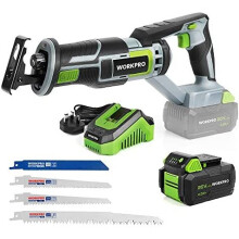 WORKPRO Cordless Reciprocating Saw, 20V 4.0Ah Battery, 25MM Stroke Length, Variable Speed, 4 Saw Blades Included for Wood & Metal Cutting Father's Day