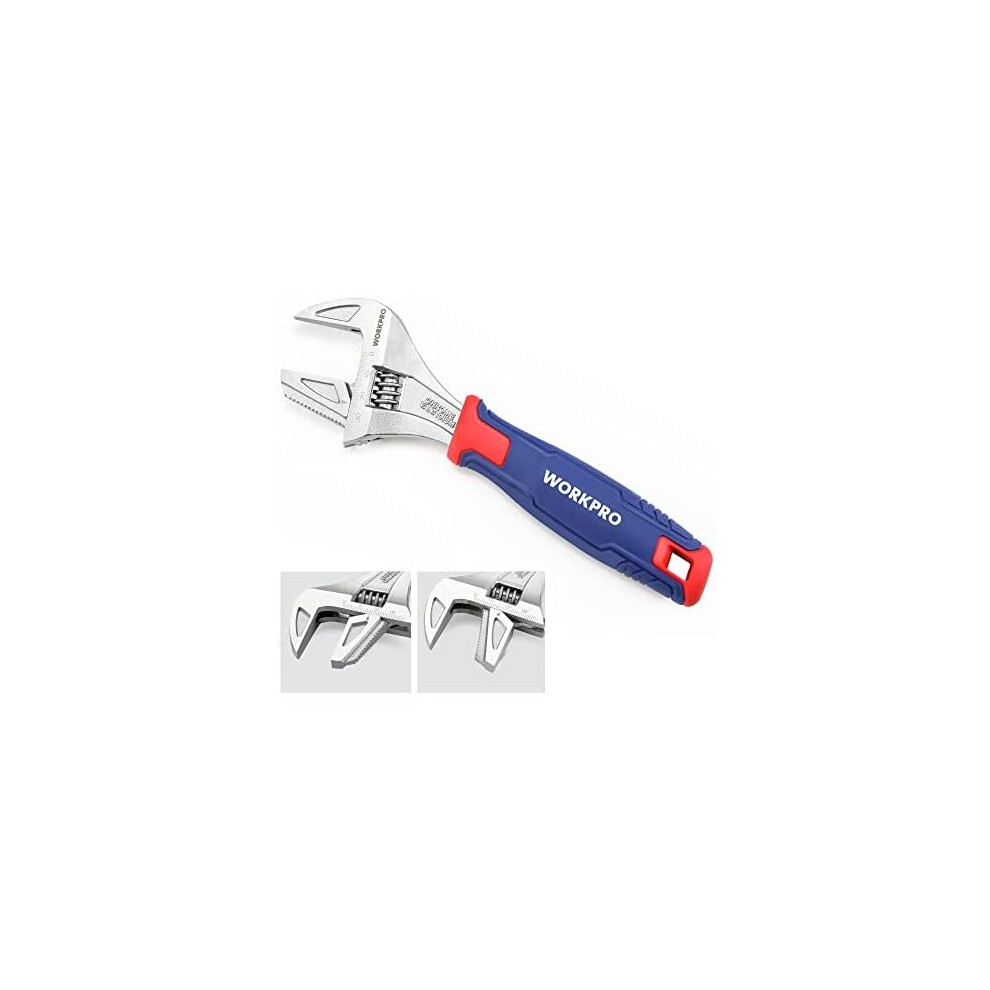 Workpro 2-In-1 Adjustable Wrench And Pipe Wrench, 42Mm Wide Jaw, Cr-V Steel, 8-Inch/200Mm Length With Bi-Material Soft Handle 820909980797