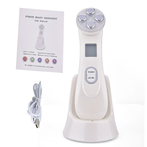 (White without box) Face Mesotherapy RF Radio Frequency Lift Massager