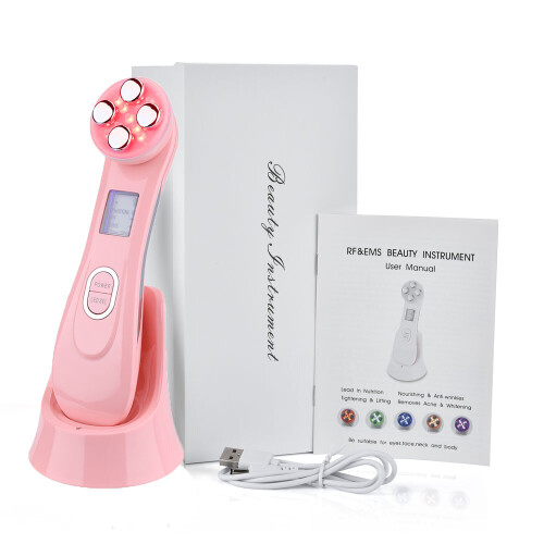 (Pink with box) Face Mesotherapy RF Radio Frequency Lift Massager