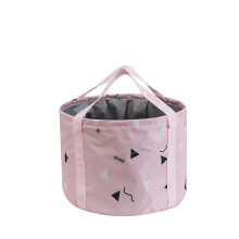 (Pink, M) 12/18L Folding Basin Camping Washbasin Bucket Foot Bath Sink Washing Basket Outdoor Travel