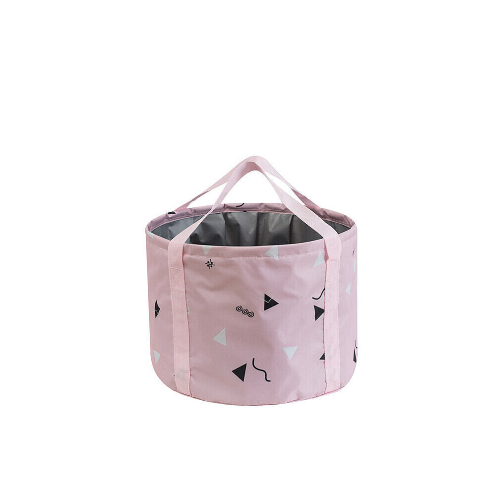 (Pink, M) 12/18L Folding Basin Camping Washbasin Bucket Foot Bath Sink Washing Basket Outdoor Travel