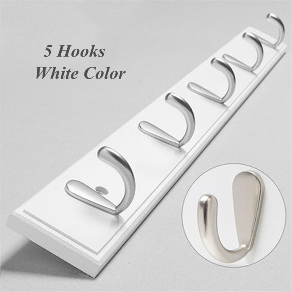 (White 1) Metal Hooks Wall Mounted Bamboo Hanging Rack Wall Hanger for Coat Clothes Towel