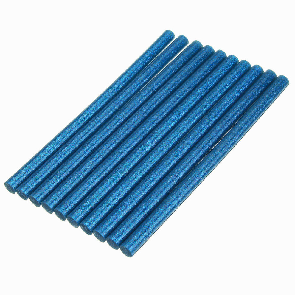 (Blue) 10Pcs 11mmx200mm Colorful Glitter Hot Melt Glue Stick Colorant DIY Crafts Repair Model Adhesive Sticks