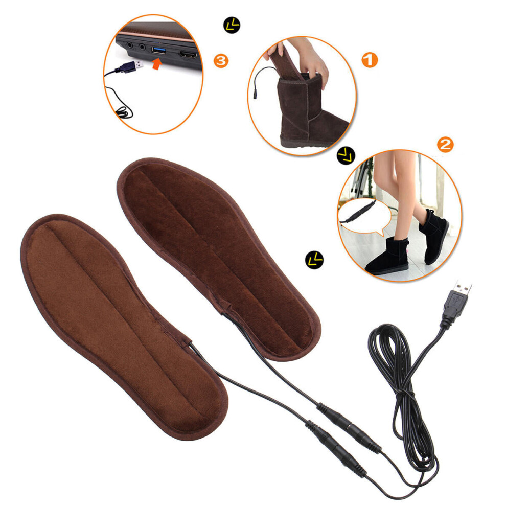 (37-38) Unisex USB Charging Electric Heated Insoles for Shoes Winter Warmer Foot Heating Insole Boots Rechargeable Heater Pads