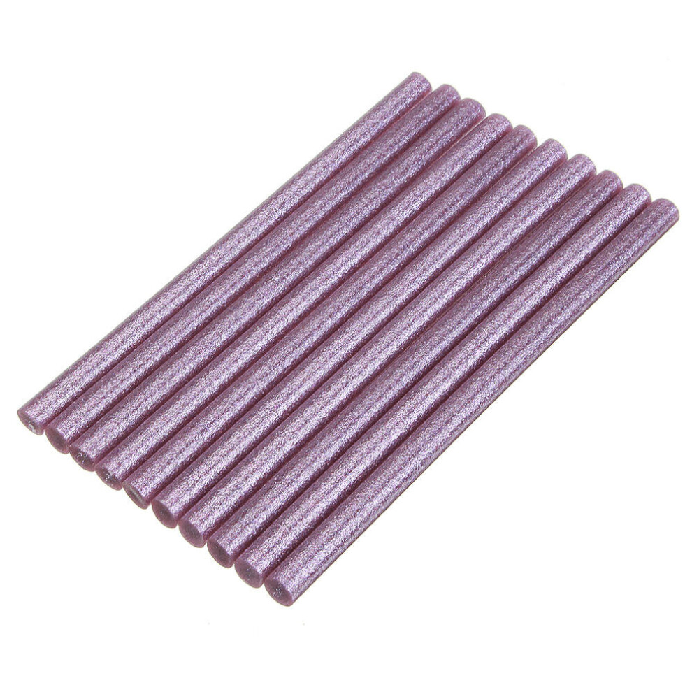 (Purple) 10Pcs 11mmx200mm Colorful Glitter Hot Melt Glue Stick Colorant DIY Crafts Repair Model Adhesive Sticks