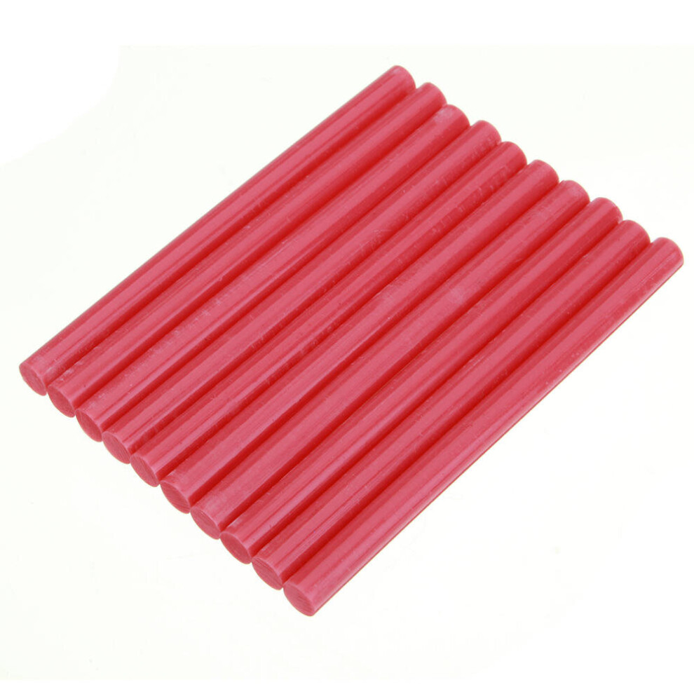 (Red) 10Pcs 7mmx100mm Colorful Hot Melt Glue Stick Colorant DIY Crafts Repair Model Adhesive Sticks